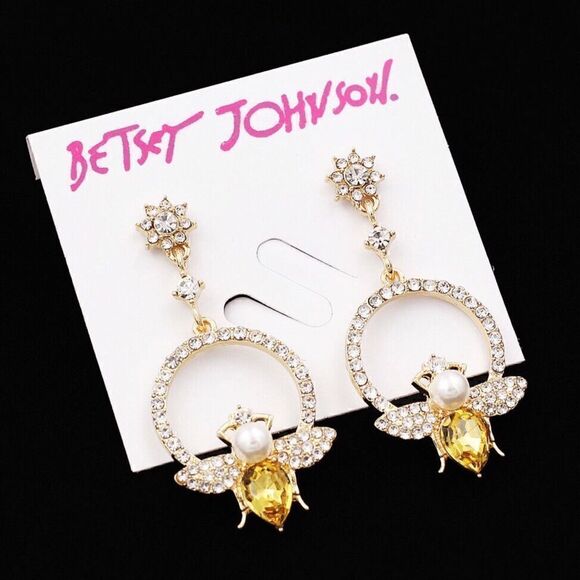 🎉🎉HP 🎉🎉 Betsey Johnson unique honey bee earrings 🐝 - Picture 1 of 4